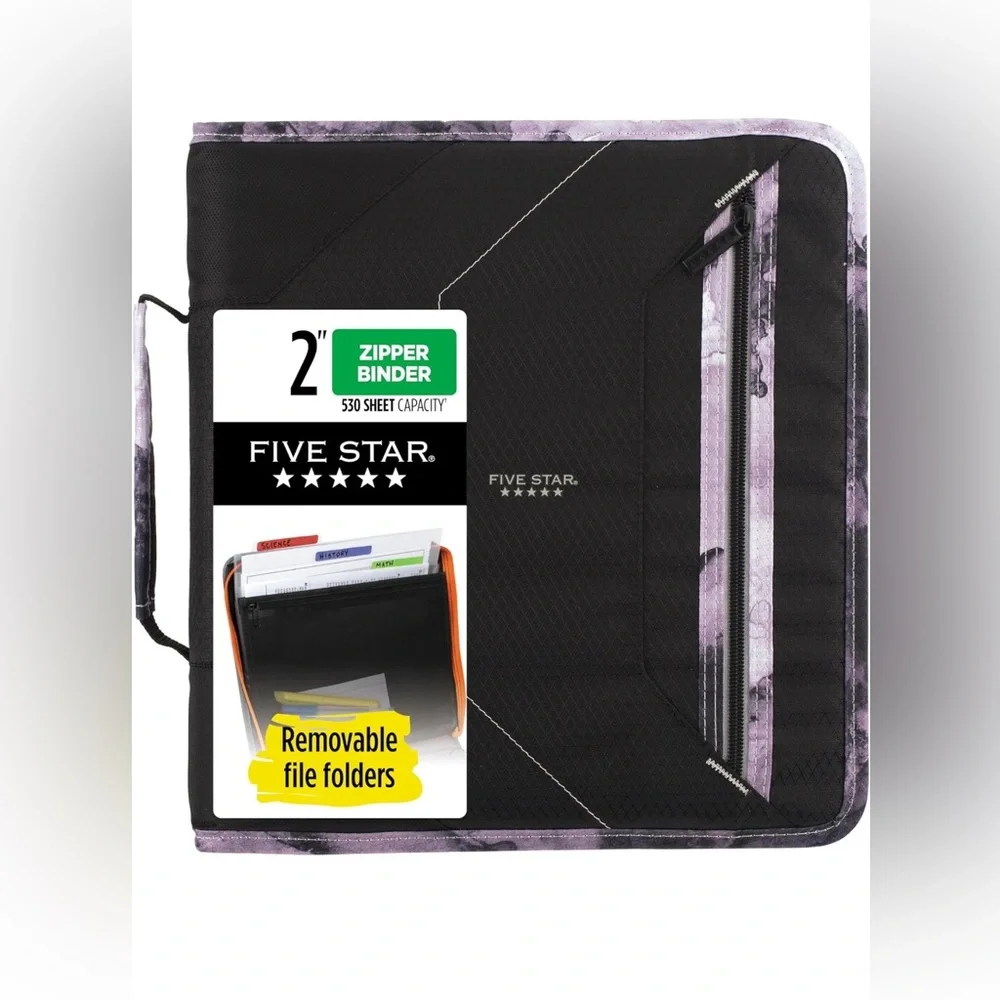 Five‎ Star Zipper Binder, 2 Inch 3-Ring Binder for School, 530 Sheet Capacity, 3